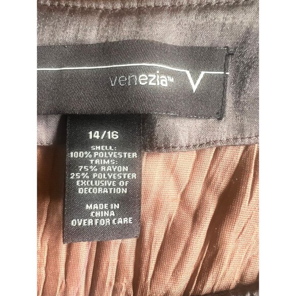 Venezia Womens Velvet Embellished Tunic Top Brown Long Sleeve Boho Blouse 14/16 - Picture 2 of 11